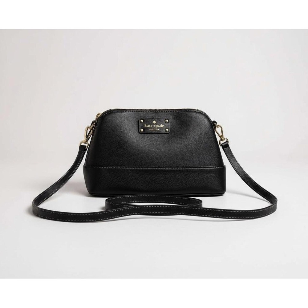 Kate Spade Newbury Lane Cassie Black Pebbled Leather Dome Crossbody Bag WKRU2462